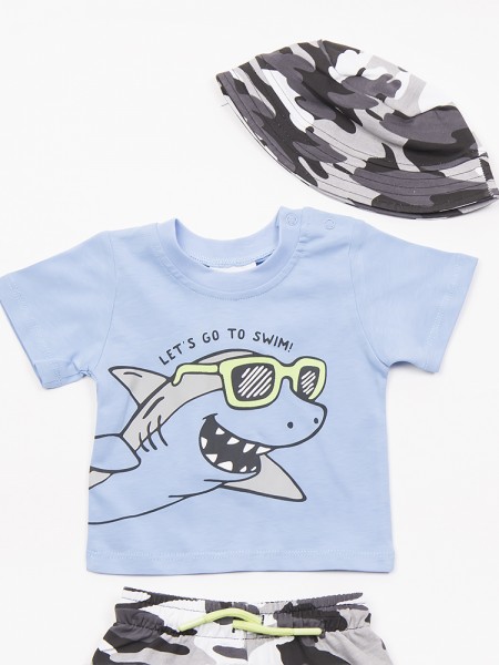 TRAX Βρεφικό Σετ Κοντομάνικο Με Βερμούδα για αγόρια #47060 Οινοπνευματί