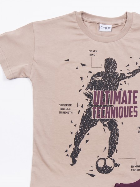 TRAX Εφηβικό Σετ Κοντομάνικο Με Βερμούδα για αγόρια #47322 Μπεζ