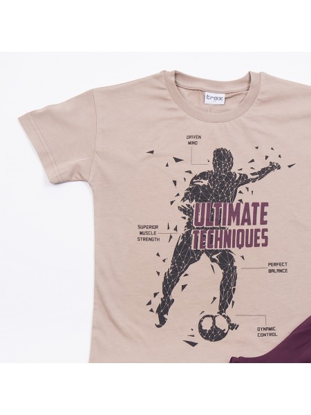 TRAX Εφηβικό Σετ Κοντομάνικο Με Βερμούδα για αγόρια #47322 Μπεζ