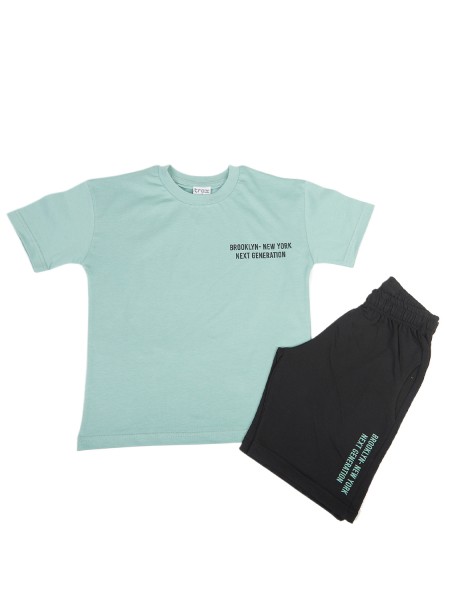 TRAX Εφηβικό Σετ Κοντομάνικο Με Βερμούδα για αγόρια #47329 Μέντα