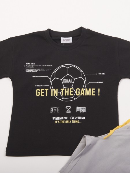 TRAX Εφηβικό Σετ Κοντομάνικο Με Βερμούδα για αγόρια 8-16 ετών #47330 Μαύρο