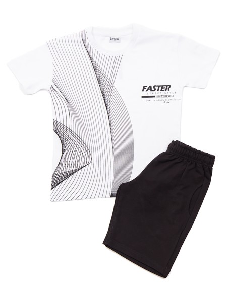 TRAX Εφηβικό Σετ Κοντομάνικο Με Βερμούδα για αγόρια 8-16 ετών #47332 Λευκό