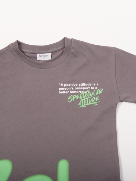 TRAX Εφηβικό Σετ Κοντομάνικο Με Βερμούδα για αγόρια 8-16 ετών #47342 Ανθρακί