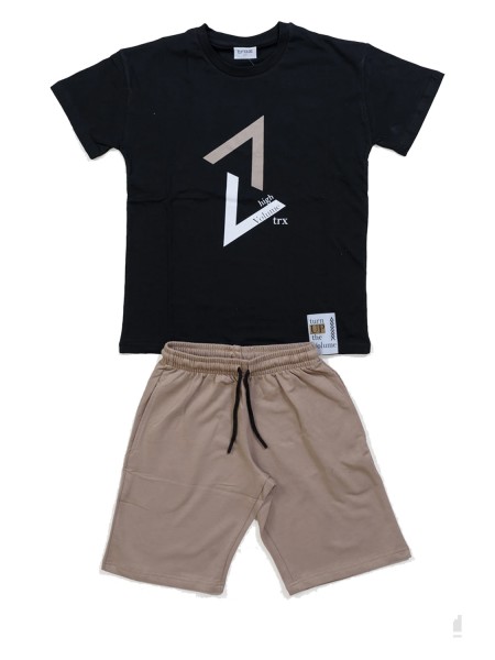 TRAX Εφηβικό Σετ Κοντομάνικο Με Βερμούδα για αγόρια #47345 Μαύρο