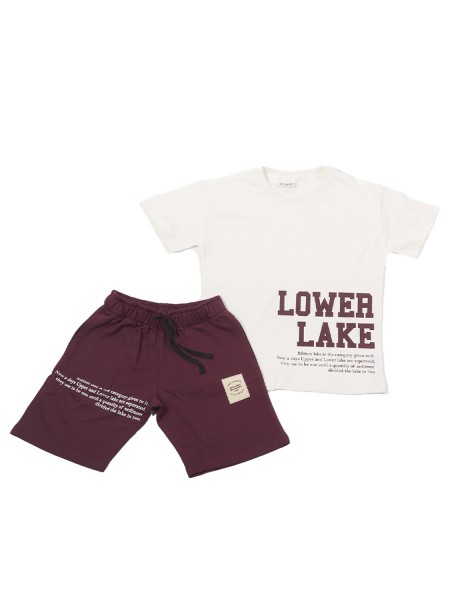 TRAX Εφηβικό Σετ Κοντομάνικο Με Βερμούδα για αγόρια 8-16 ετών #47350 Εκρού