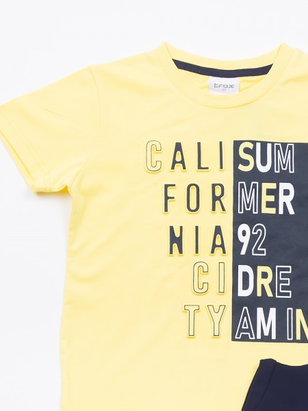 TRAX Εφηβικό Σετ Κοντομάνικο Με Βερμούδα για αγόρια #47361 Kίτρινo