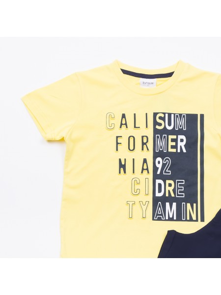 TRAX Εφηβικό Σετ Κοντομάνικο Με Βερμούδα για αγόρια #47361 Kίτρινo