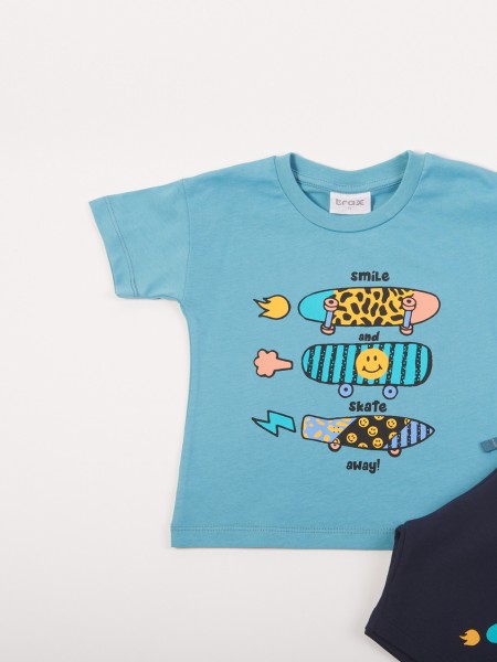 TRAX Παιδικό Σετ Κοντομάνικο Με Βερμούδα για αγόρια 1-6 ετών #47419 Μπλε