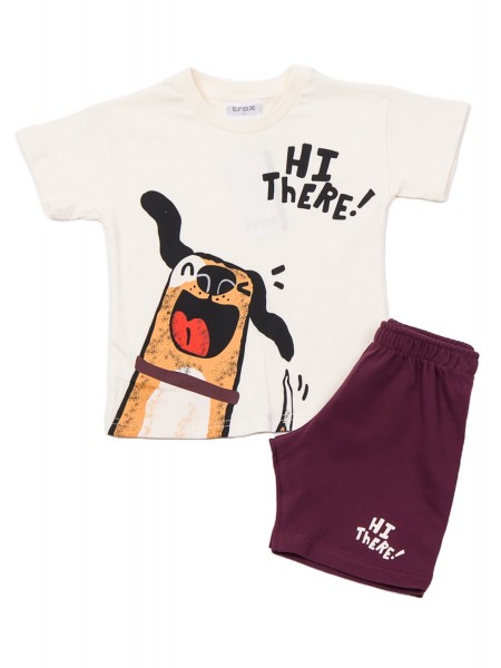TRAX Παιδικό Σετ Κοντομάνικο Με Βερμούδα για αγόρια 1-6 ετών #47420 Εκρού