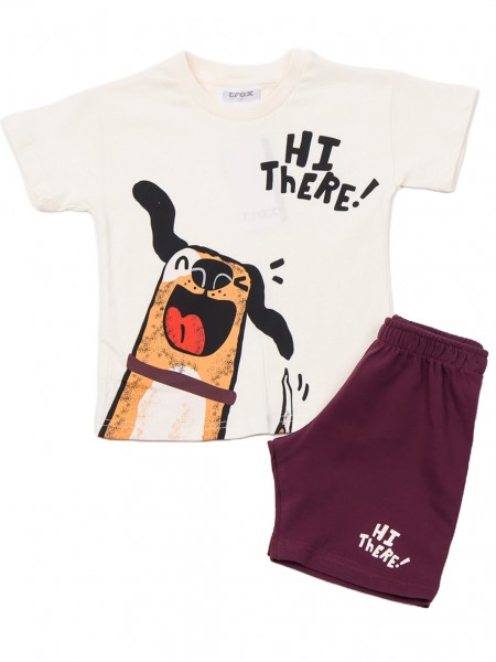 TRAX Παιδικό Σετ Κοντομάνικο Με Βερμούδα για αγόρια 1-6 ετών #47420 Εκρού