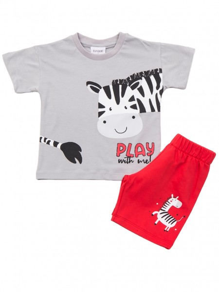 TRAX Παιδικό Σετ Κοντομάνικο Με Βερμούδα για αγόρια 1-6 ετών #47422 Γκρι
