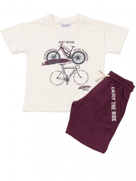 TRAX Παιδικό Σετ Κοντομάνικο Με Βερμούδα για αγόρια 1-6 ετών #47430 Εκρού