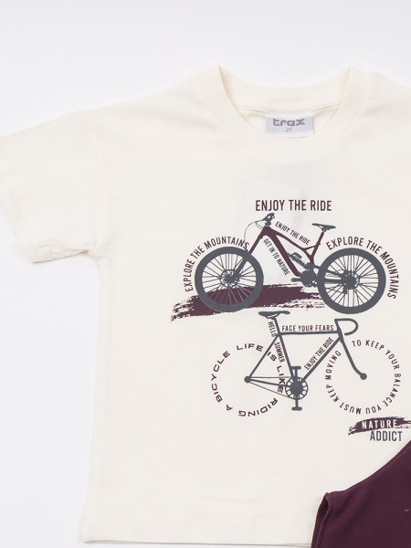 TRAX Παιδικό Σετ Κοντομάνικο Με Βερμούδα για αγόρια 1-6 ετών #47430 Εκρού