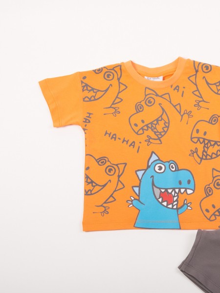 TRAX Παιδικό Σετ Κοντομάνικο Με Βερμούδα για αγόρια 1-6 ετών #47439 Πορτοκαλί