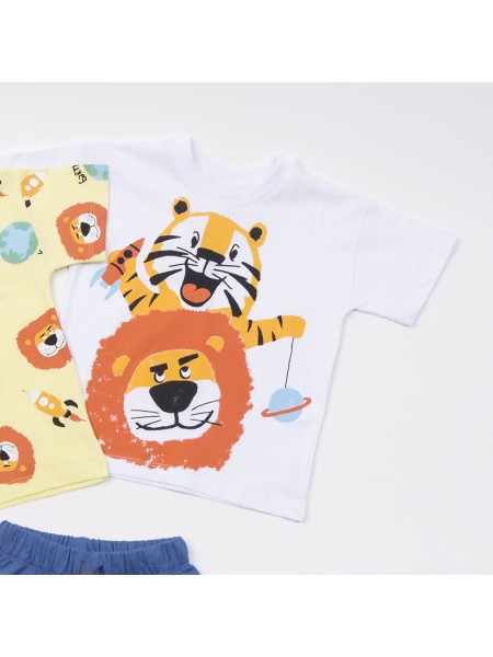 TRAX Παιδικό Σετ Κοντομάνικο Με 2 Μπλούζες και Βερμούδα για αγόρια 1-6 ετών #47445 Λευκό-Κίτρινο TRAX Παιδικό Σετ Κοντομάνικο Με 2 Μπλούζες και Βερμούδα για αγόρια 1-6 ετών #47445 Λευκό-Κίτρινο