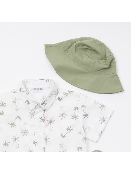 TRAX Παιδικό Σετ Κοντομάνικο Πουκάμισο Με Βερμούδα και Καπέλο για αγόρια 1-6 ετών #47451 Εκρου TRAX Παιδικό Σετ Κοντομάνικο Πουκάμισο Με Βερμούδα και Καπέλο για αγόρια 1-6 ετών #47451 Εκρου
