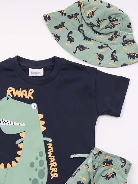 TRAX Παιδικό Σετ Κοντομάνικο Με Βερμούδα και Καπέλο για αγόρια 1-6 ετών #47452 Μαρέν