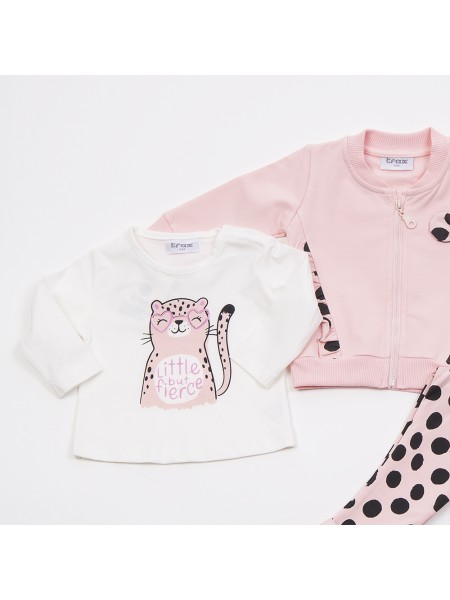 TRAX Φόρμα με ζακέτα και μπλούζα για Κορίτσι 0-18 μηνών - 46516 Κουφετί TRAX Φόρμα με ζακέτα και μπλούζα για Κορίτσι 0-18 μηνών - 46516 Κουφετί