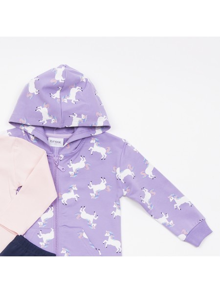 TRAX Παιδική Φόρμα με ζακέτα και μπλούζα για Κορίτσι 1-6 ετών - 46739 Λιλά
