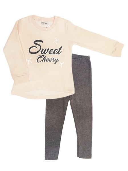 TRAX Παιδική Φόρμα με κολάν για Κορίτσι 1-6 ετών - 42760 Πούδρα