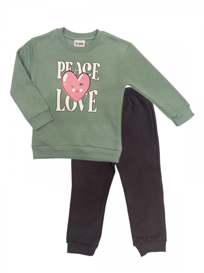 TRAX Παιδική Φόρμα για Κορίτσι 1-6 ετών "Peace Love" - 42761 Άκουα TRAX Παιδική Φόρμα για Κορίτσι 1-6 ετών "Peace Love" - 42761 Άκουα