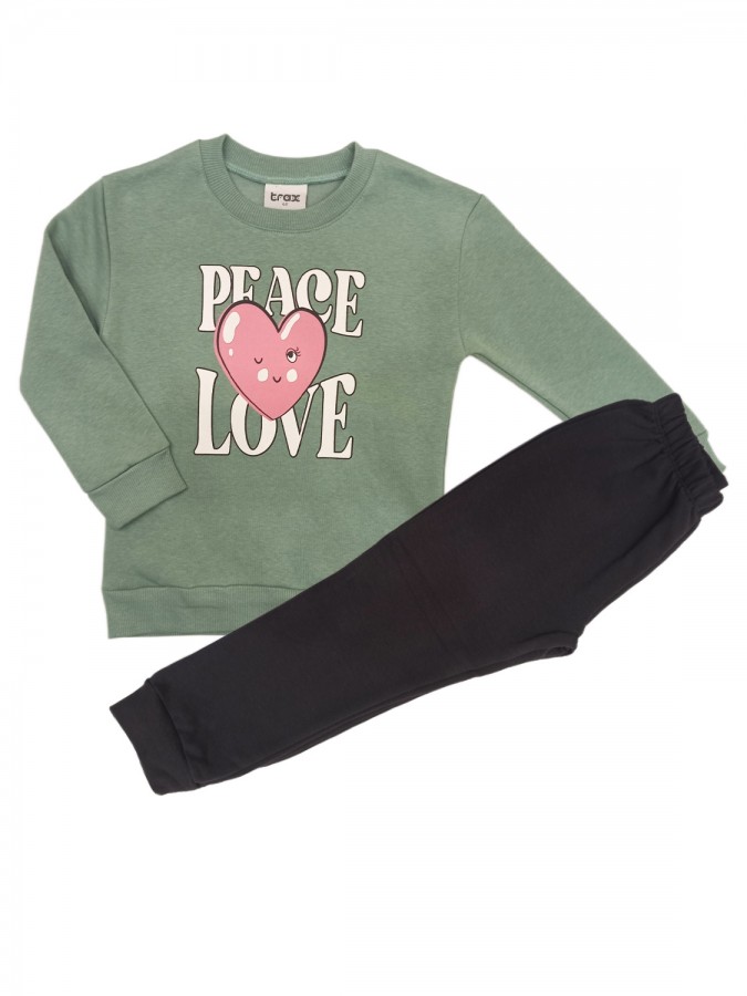 TRAX Παιδική Φόρμα για Κορίτσι 1-6 ετών "Peace Love" - 42761 Άκουα TRAX Παιδική Φόρμα για Κορίτσι 1-6 ετών "Peace Love" - 42761 Άκουα