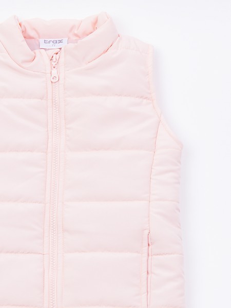 TRAX Εφηβικό Αμάνικο Μπουφάν για Koρίτσι 8-16 ετών #45168 Πούδρα