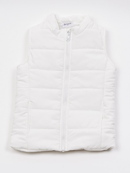 TRAX Εφηβικό Αμάνικο Μπουφάν για Koρίτσι 8-16 ετών #45168 Εκρού