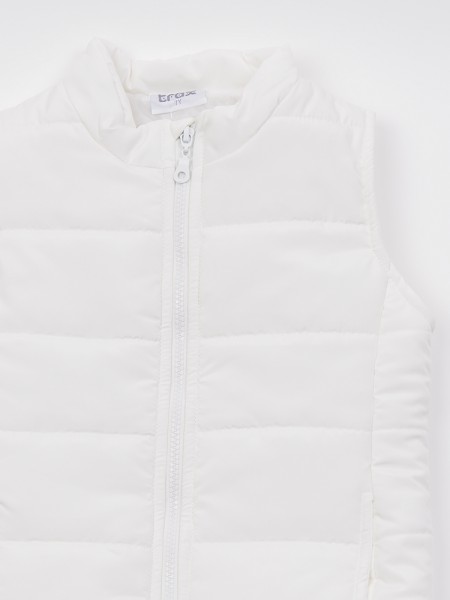 TRAX Εφηβικό Αμάνικο Μπουφάν για Koρίτσι 8-16 ετών #45168 Εκρού