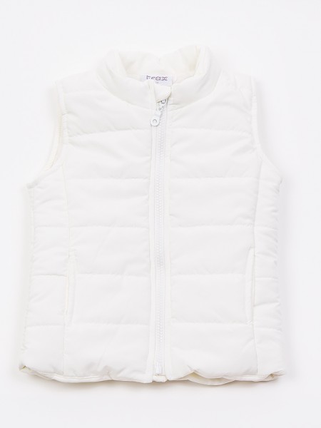 TRAX Παιδικό Αμάνικο Μπουφάν για Koρίτσι 1-6 ετών #45254 Εκρού