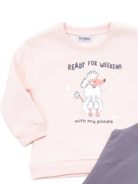 TRAX Παιδική Φόρμα με κολάν για Κορίτσι 1-6 ετών "Ready for Weekend" - 44753 Πούδρα TRAX Παιδική Φόρμα με κολάν για Κορίτσι 1-6 ετών "Ready for Weekend" - 44753 Πούδρα