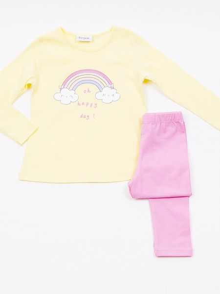 TRAX Παιδικό Σετ Με Κολάν για Κορίτσια 1-6 ετών #45205 Κίτρινο