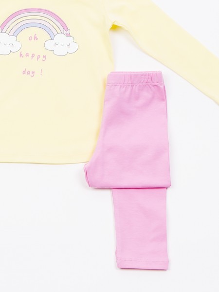 TRAX Παιδικό Σετ Με Κολάν για Κορίτσια 1-6 ετών #45205 Κίτρινο