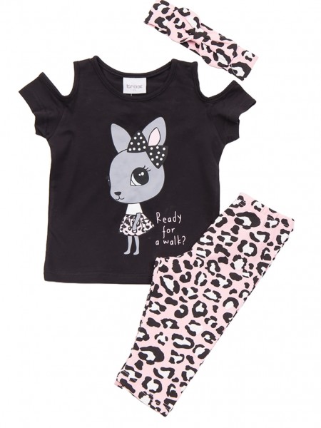 TRAX Παιδικό Σετ Με Κολάν για Κορίτσια 1-6 ετών #47219 Μαύρο