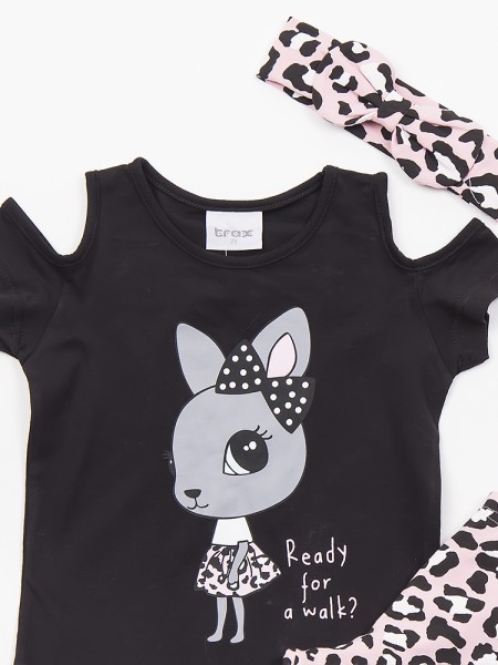 TRAX Παιδικό Σετ Με Κολάν για Κορίτσια 1-6 ετών #47219 Μαύρο