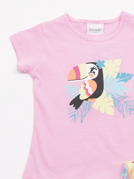 TRAX Παιδικό Σετ Με Κολάν για Κορίτσια 1-6 ετών #47221 Ροζ