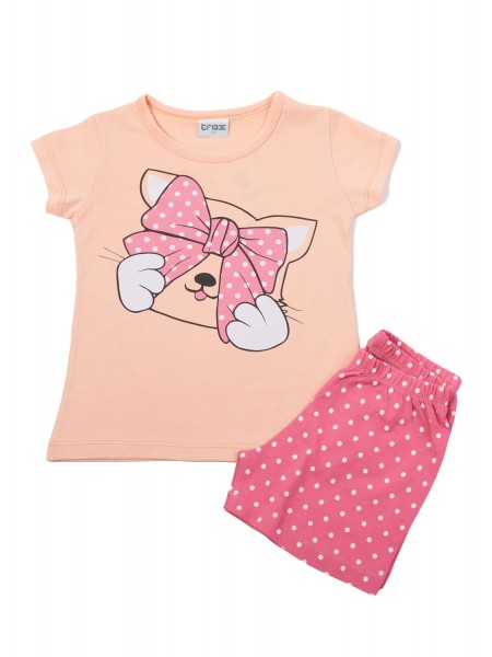 TRAX Παιδική Πυτζάμα Καλοκαιρινή για κορίτσι 1-6 ετών #47290 Μάνγκο