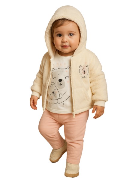 TRAX Βρεφικό Σετ 3τμχ για Κορίτσι 0-18 μηνών #48514 Βανίλια