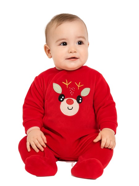 Trax Βρεφικό βελουτέ φορμάκι Xmas (0 - 12 μηνών) | 48552 Κόκκινο