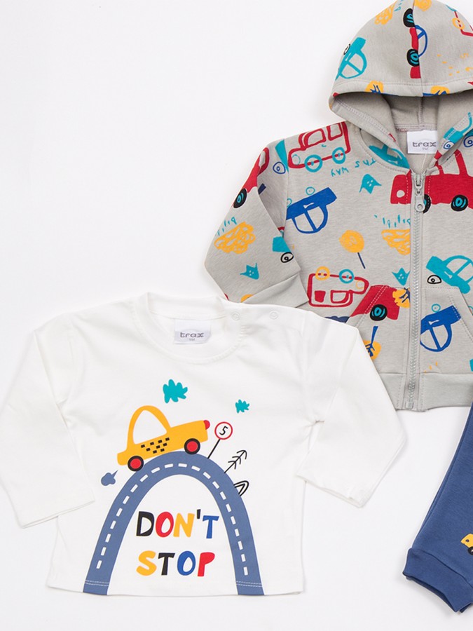 TRAX Βρεφικό Σετ Με Ζακέτα Μακρύ Παντελόνι για αγόρια 0-18 μηνών #48558 Stone TRAX Βρεφικό Σετ Με Ζακέτα Μακρύ Παντελόνι για αγόρια 0-18 μηνών #48558 Stone