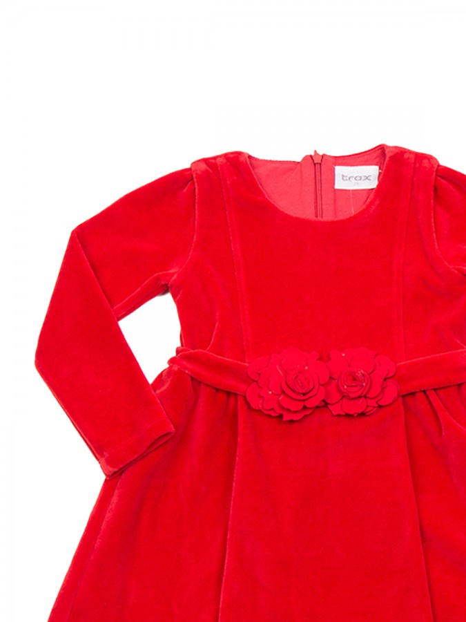 TRAX Παιδικό Φόρεμα Βελουτέ για Κορίτσι 1-6 ετών - 48751 Κόκκινο