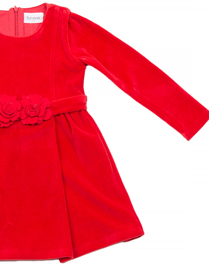 TRAX Παιδικό Φόρεμα Βελουτέ για Κορίτσι 1-6 ετών - 48751 Κόκκινο
