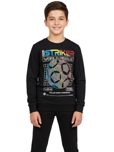 TRAX Παιδική Πυτζάμα Χειμωνιάτικη για αγόρι 6-16 ετών STRIKER #48891 Μαύρο