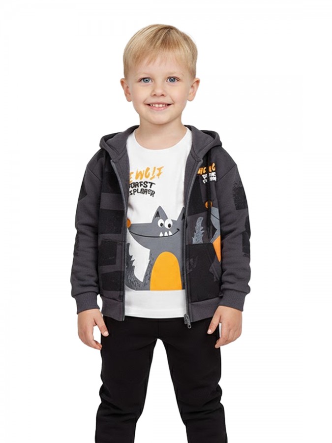 TRAX Παιδικό Σετ 3τμχ με ζακέτα & μπλούζα για αγόρια 1-6 ετών #48945 Ανθρακί TRAX Παιδικό Σετ 3τμχ με ζακέτα & μπλούζα για αγόρια 1-6 ετών #48945 Ανθρακί