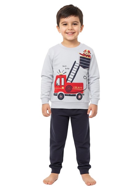 TRAX Bebe Πυτζάμα Χειμωνιάτικη για αγόρι 1-6 ετών #48991 Γκρι