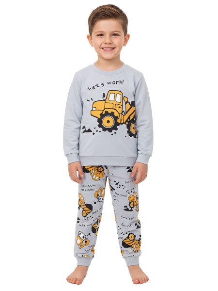 TRAX Bebe Πυτζάμα Χειμωνιάτικη για αγόρι 1-6 ετών #48993 Γκρι