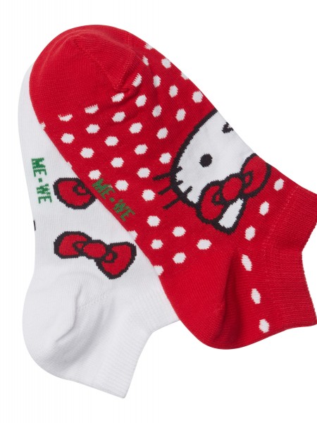 MEWE Kάλτσες ψηλές σετ 2 ζεύγη με σχέδιο #0207 Κόκκινο-Λευκό