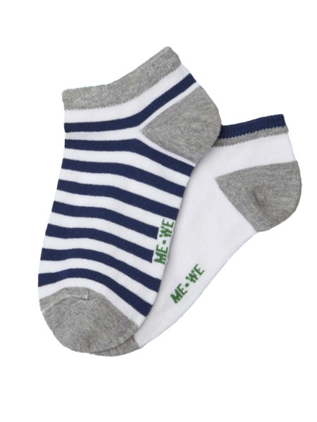 MEWE Kάλτσες ψηλές σετ 2 ζεύγη με σχέδιο #3-0220 Λευκό-Γκρι