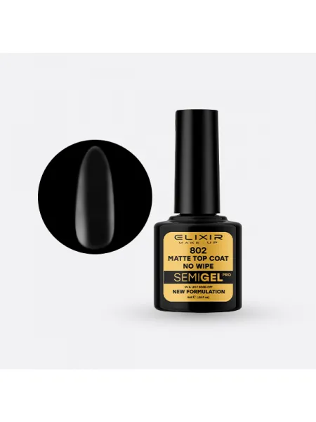 Elixir Semi Gel Ημιμόνιμο Βερνίκι 8ml – #802 (MATTE TOP COAT - NO WIPE)