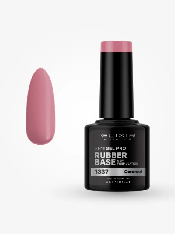 Elixir Semi Gel Ημιμόνιμο Βερνίκι 8ml – #1337 (RUBBER BASE COAT CARAMEL)